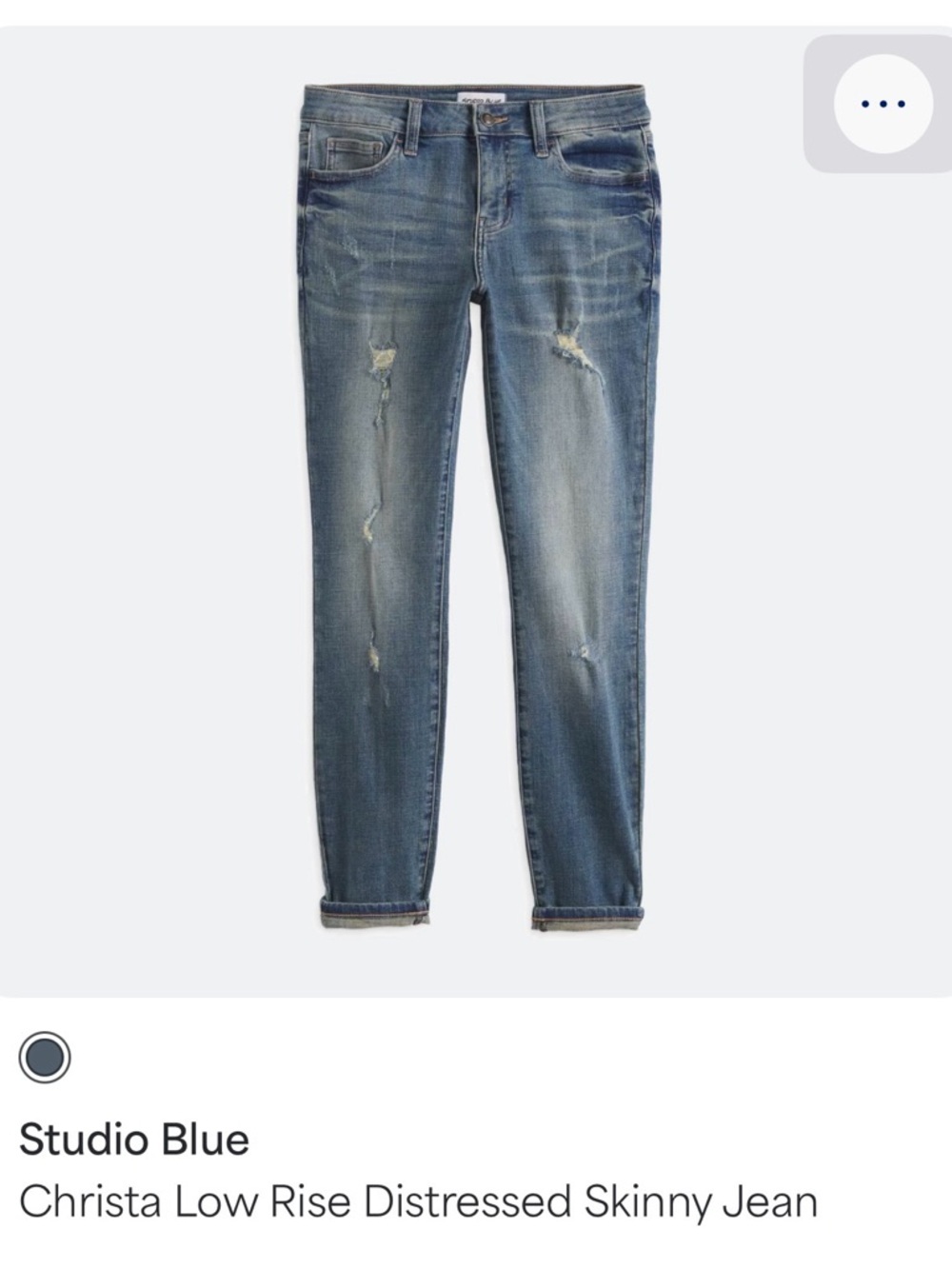 Studio Blue Christa Low-Rise Distressed Skinny Jeans - Size  31 NEW WITHOUT TAG